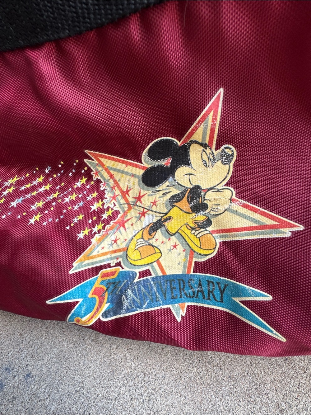 Disney Vintage Marathon Burgundy Duffel Bag with Mickey Graphic - Picture 2 of 9